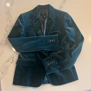 J Crew Schoolboy Velvet Blazer deep emerald green